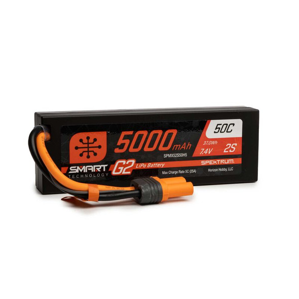 SPMX52S50H5 SPEKTRUM 7.4V 5000mAh 2S 50C Smart G2 Hardcase LiPo Battery: IC5