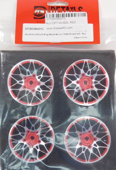 DTOW04001C HOBBY DETAILS Aluminum Alloy Drifting Wheel Set for 1/10 On Road Car - Red