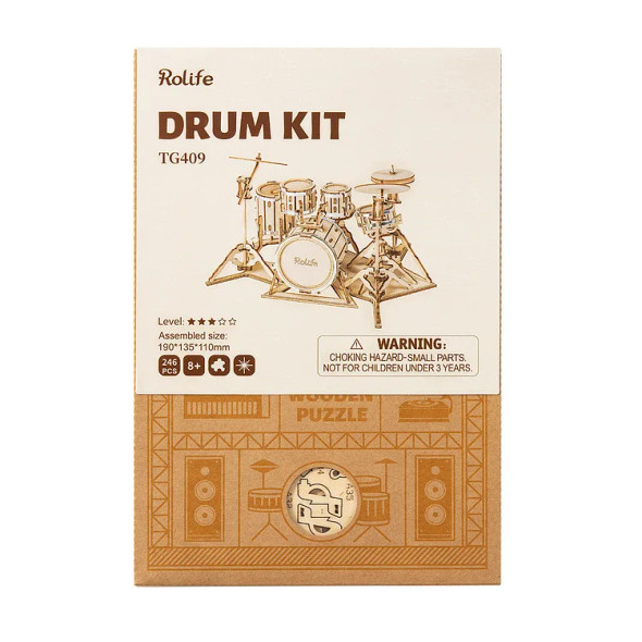 ROETG409 ROBOTIME Rolife Drum Kit 3D Wooden Puzzle