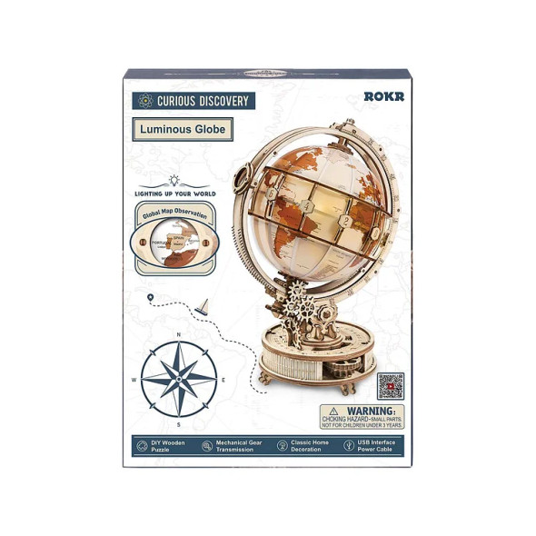 ROEST003 ROBOTIME ROKR Luminous Globe 3D Wooden Puzzle