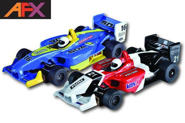 AFX22017 AFX HO Mega G+ Formula Cars 2 Pack (Blue & Red)