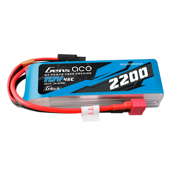 GA45C22003SDGT GENS ACE 2200mAh 3S 45C 11.1V G-Tech Li-Po Battery Pack with Deans Plug