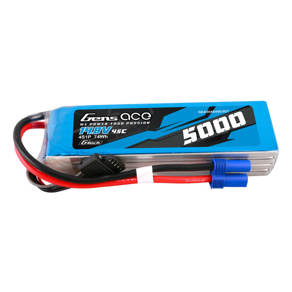 GA45C50004SEC5GT GENS ACE 5000mAh 4s 45C 14.8V G-Tech Li-Po Battery Pack with EC5 Plug