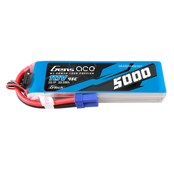 GA45C50003SEC5GT GENS ACE 5000mAh 3S 45C 11.1V G-Tech Li-Po Battery Pack with EC5 Plug