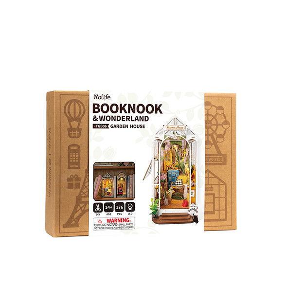 ROETGB06 ROBOTIME Rolife TGB06 Garden House Puzzle Kit 3D Wooden DIY Miniature House Book Nook