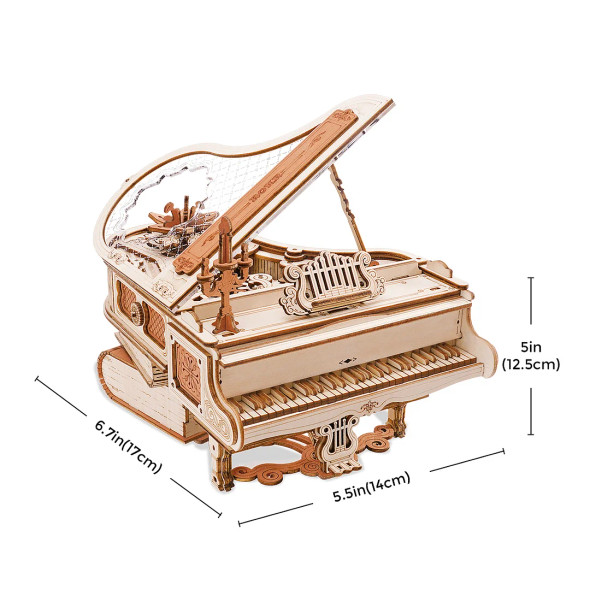 ROEAMK81 ROBOTIME ROKR Magic Piano Mechanical Music Box 3D Wooden Puzzle