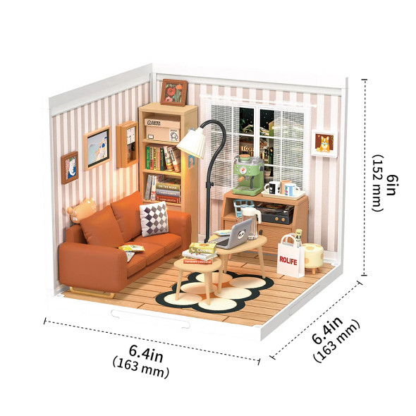 ROEDW007 ROBOTIME Rolife Cozy Living Lounge DIY Plastic Miniature House