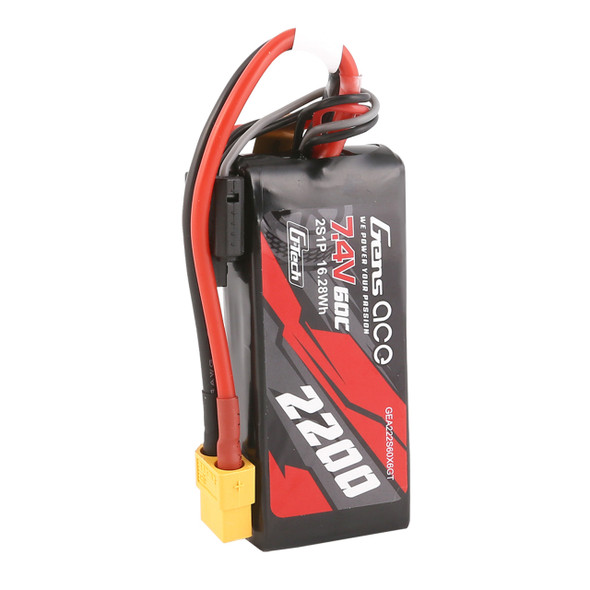 GA60C22002SXT60GT GENS ACE 2200mAh 2S 60C 7.4V G-Tech Li-Po Battery Pack with XT60 Plug