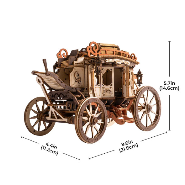 ROEAMKA1 ROBOTIME ROKR Stagecoach Mechanical Music Box 3D Wooden Puzzle
