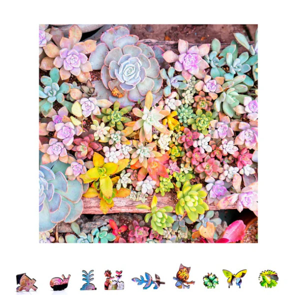 ZCPGS500 ZENCHALET Garden Succulents Wooden Puzzle, 500pcs