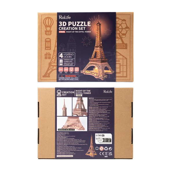 ROETGL01 ROBOTIME Rolife Night of the Eiffel Tower 3D Wooden Puzzle