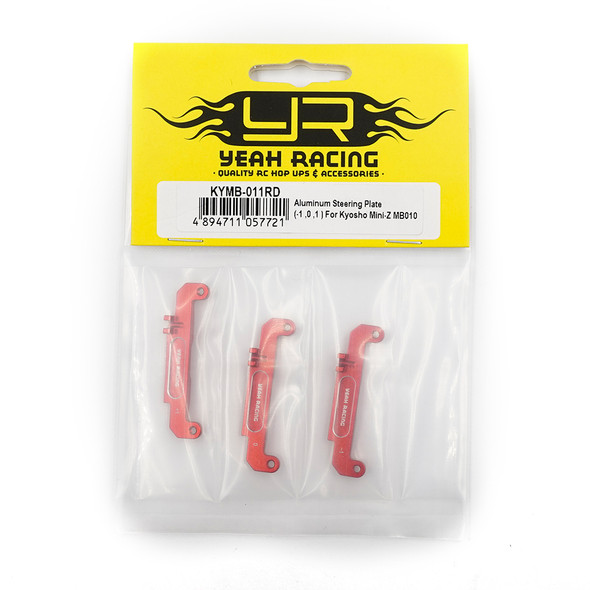 YAKYMB-011RD YEAH RACING Aluminum Setting Steering Plate (-1, 0, 1) for Kyosho Mini-Z - Red