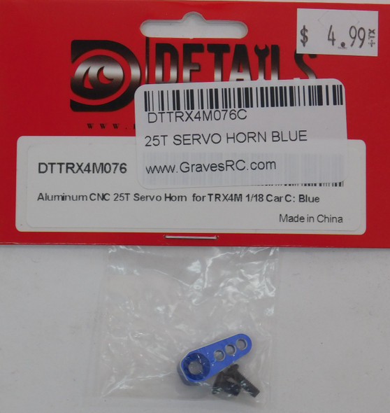 DTTRX4M076C HOBBY DETAILS Aluminum CNC 25T Servo Horn for TRX4M 1/18 Car - Blue