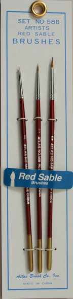 ABS58B ATLAS BRUSH Red Sable Detail 3 Piece Set (Sizes 10/0, 5/0, 0)