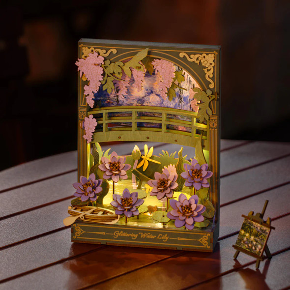 ROETH001 ROBOTIME Rowood Glittering Water Lily Wall Art 3D Wooden Puzzle