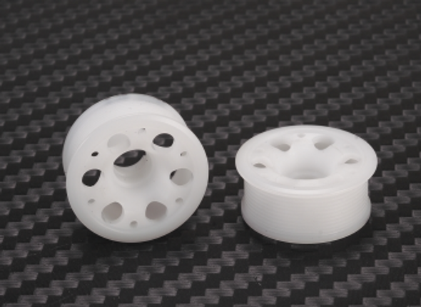 PNRMR2086F05 PN RACING Mini-Z 2WD Machine Cut 6 Spoke Delrin 8.5x19mm Flanged Wheel F0.5 - White