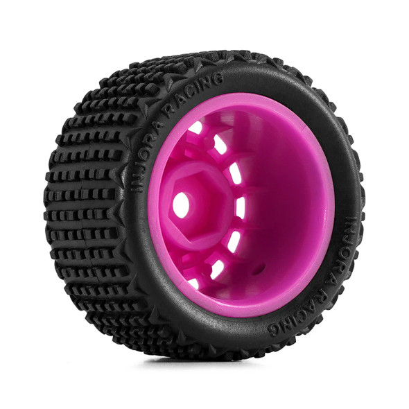INJMBT02MA INJORA Pre-Mounted Pin Buggy Tires & Wheels for 1/28 Losi Micro-T - Magenta