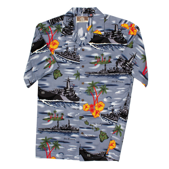 GVSBLUENAVAL-C GRAVES RC HOBBIES Steel Blue Naval Hawaiian Shirt