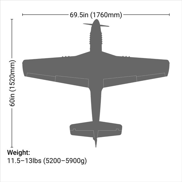 HAN2820BR HANGAR 9 P-51D Mustang 20cc ARF, 69.5" with E-Flite Electric Retract Set