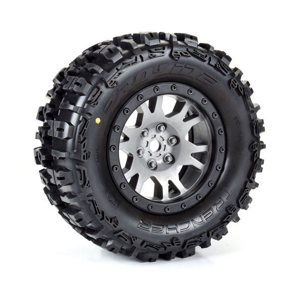 PRO1015114 PRO-LINE Limited Edition Trencher Pro-Loc Front/Rear Mounted 24mm Gray/Black Impulse (2): X-Maxx