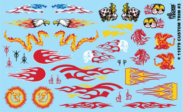 GOF11079 GOFER RACING 1/24-1/25 Custom Trim #3 Decal Sheet (Various Flames)