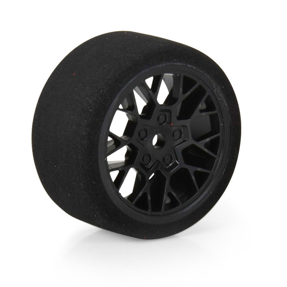 PRO1031610 PRO-LINE 1/12 Fifty6 Foam Tire Mounted on Circuit Black Wheel 8mm Hex (4) - NASCAR