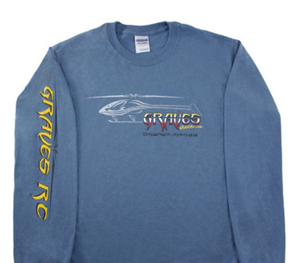 GVSHLBLU-C GRAVES RC HOBBIES Helicopter Long Sleeve Shirt - Blue