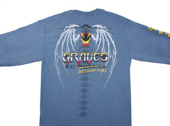 GVSHLBLU-C GRAVES RC HOBBIES Helicopter Long Sleeve Shirt - Blue