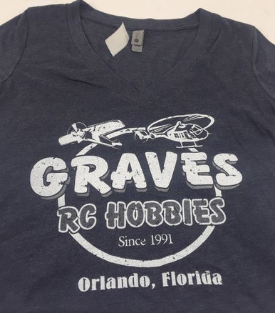 GVSTROLBLU-C GRAVES RC HOBBIES Retro Ladies Tee - Blue
