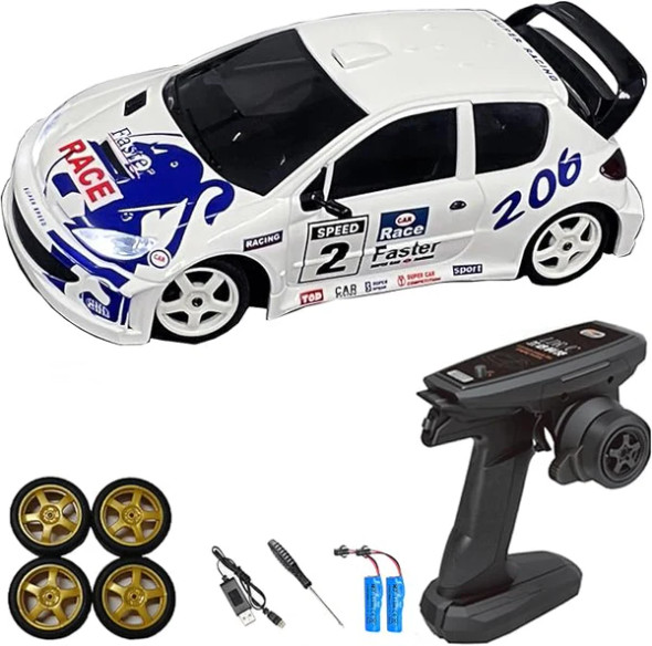 IMXLD12802W IMEX 1/28 Mini RC Drift Car GTR 2.4GHz 4WD RTR with Gyro and Drift Tires Racing Cars - White