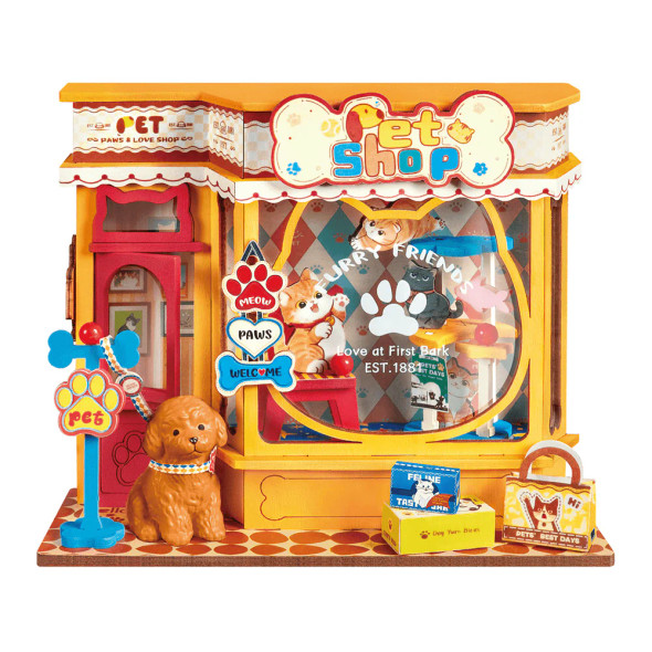 ROEDS045 ROBOTIME Rolife Pawfect Pet Shop DIY Miniature House