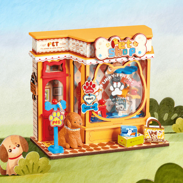 ROEDS045 ROBOTIME Rolife Pawfect Pet Shop DIY Miniature House