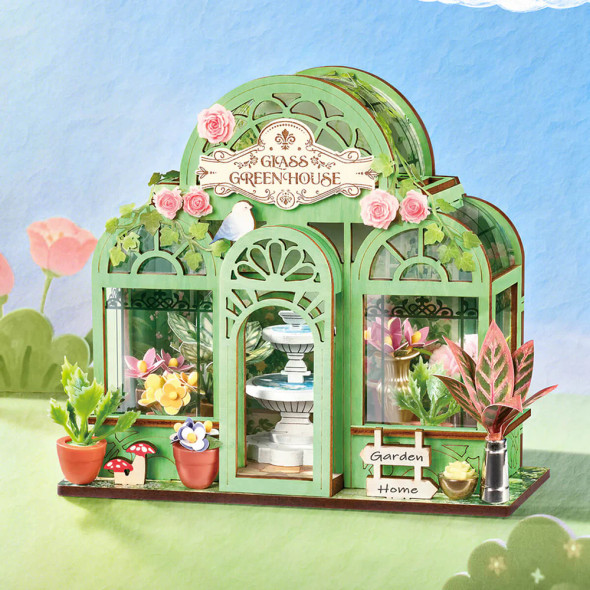ROEDS049 ROBOTIME Rolife Green Fountain Garden DIY Miniature House
