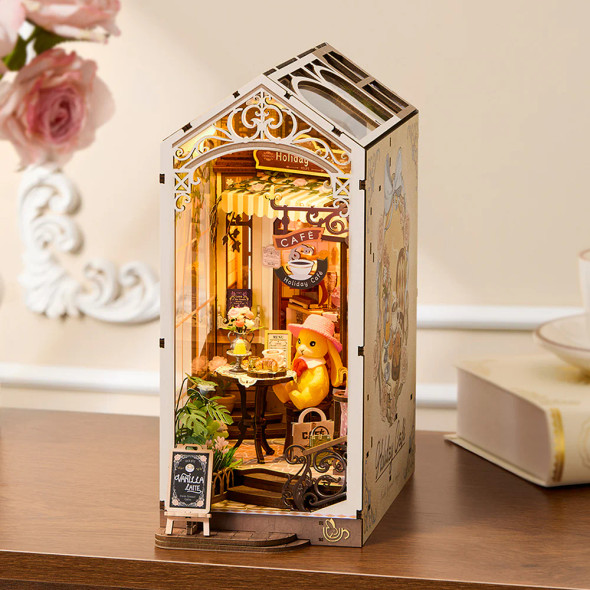 ROETGB15 ROBOTIME Rolife Holiday Cafe DIY Book Nook Book Shelf Insert