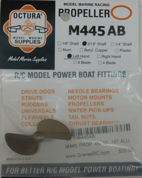 OCT-M445AB OCTURA 45x63 3/16" Shaft 2 Blade Aluminum Bronze Prop