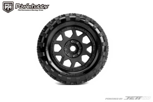 PHB1805CBCSGB POWER HOBBY 1/8 MT 3.8" Raptor Belted Mounted Tires w/Removable Hex Wheels (2)
