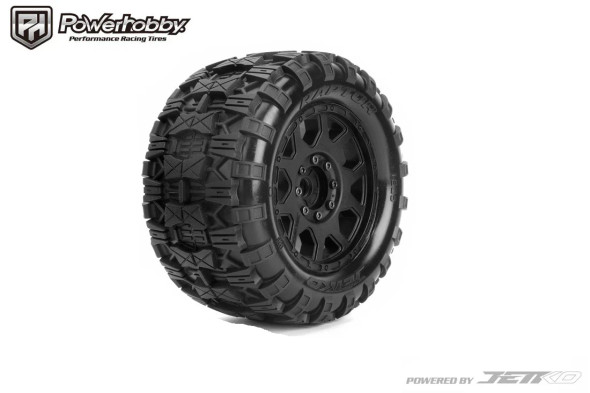 PHB1805CBCSGB POWER HOBBY 1/8 MT 3.8" Raptor Belted Mounted Tires w/Removable Hex Wheels (2)