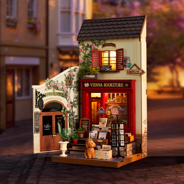 ROEDG183 ROBOTIME Rolife Vienna Bookstore DIY Miniature House