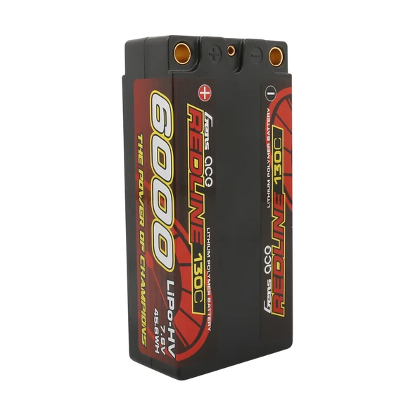 GA130C60002SHVRLS GENS ACE Redline Series 6000mAh 7.6V 130C 2S2P HardCase HV Shorty LiPo Battery