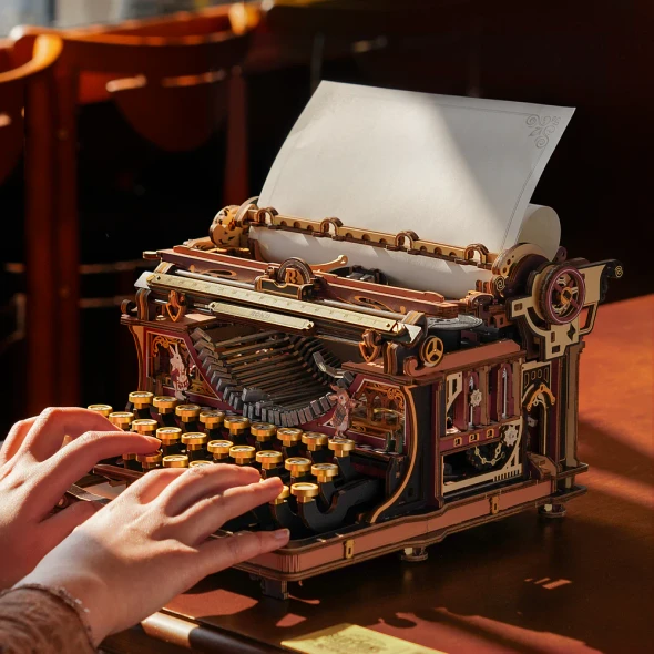 ROELK703C ROBOTIME ROKR Mechanical typewriter Wooden 3D Puzzle (Magic Version)