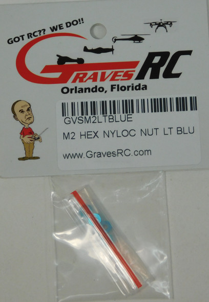 GVSM2LTBLUE GRAVES RC HOBBIES M2 Hex Nylon Locknut - Light Blue