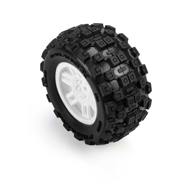 PRO1030113 PRO-LINE Racing 1/16 Badlands MX Front/Rear MT Tires Mounted 12mm White Split Six (2): Arrma Mini Kraton
