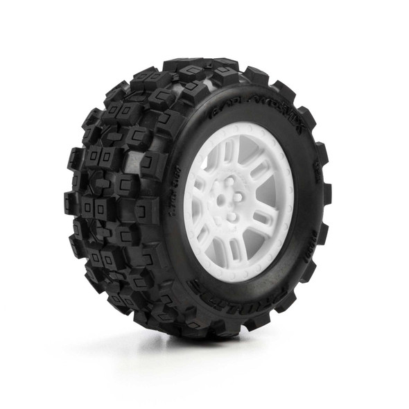 PRO1030113 PRO-LINE Racing 1/16 Badlands MX Front/Rear MT Tires Mounted 12mm White Split Six (2): Arrma Mini Kraton