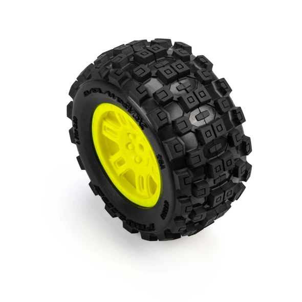 PRO1030112 PRO-LINE Racing 1/16 Badlands MX Front/Rear MT Tires Mounted 12mm Yellow Split Six (2): Arrma Mini Kraton