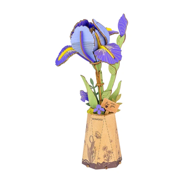 ROETW121 ROBOTIME Rowood Purple Iris DIY Wooden Flower 3D Puzzle