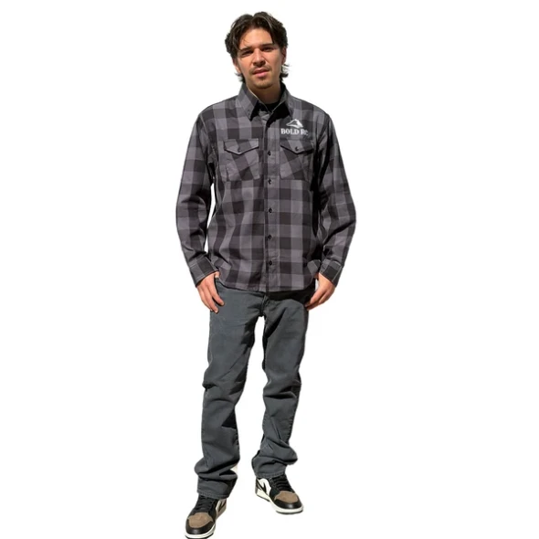 BOLSTGBK2X BOLD RC Grey/Black Flannel Shirt - 2XL