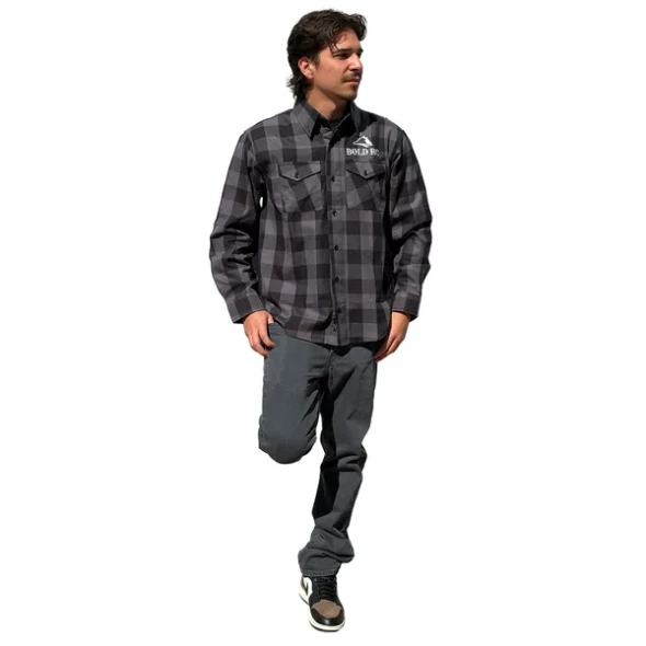 BOLSTGBKL BOLD RC Grey/Black Flannel Shirt - Large