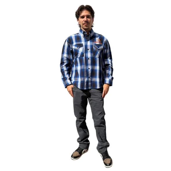 BOLSTWBLXL BOLD RC White/Blue/Black Flannel Shirt - XL