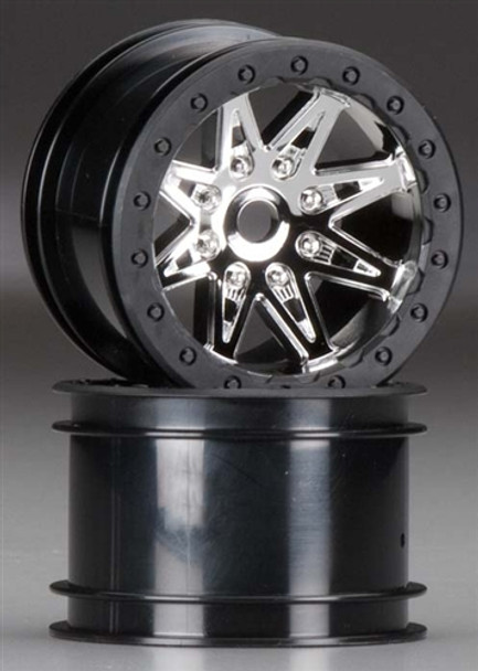 AX08137 Axial 2.2 Rebel Wheels 41mm Wide Chrome/Black (2)