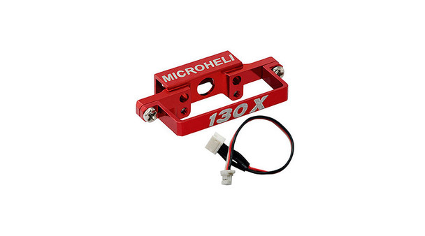 MHE130X121C MICROHELI Aluminum DS35 Tail Servo Mount w/Cable, Red: Blade 130 X